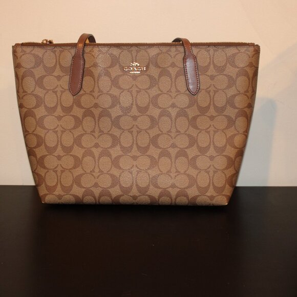 Coach Zip Top Tote Bag In Signature Canvas - Picture 3 of 7